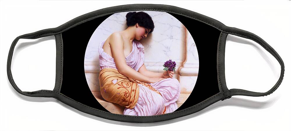 Young Girl Face Mask featuring the painting Violets, Sweet Violets by John William Godward by Rolando Burbon