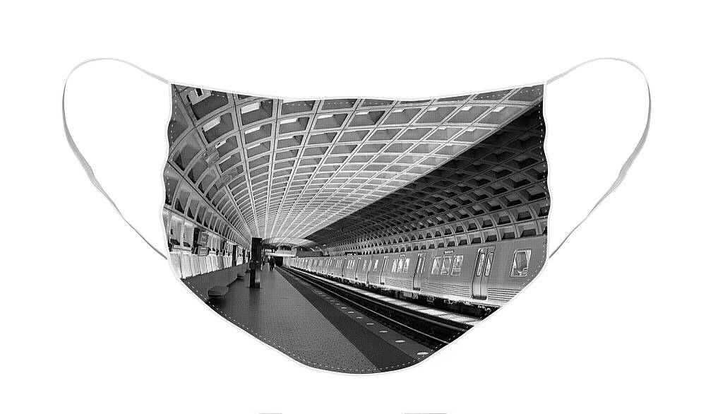 Metro Face Mask featuring the photograph Waiting at Pentagon City Station by Lora J Wilson