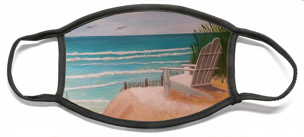 Sand Dune Face Mask featuring the painting Watching the Breakers by Elizabeth Mauldin