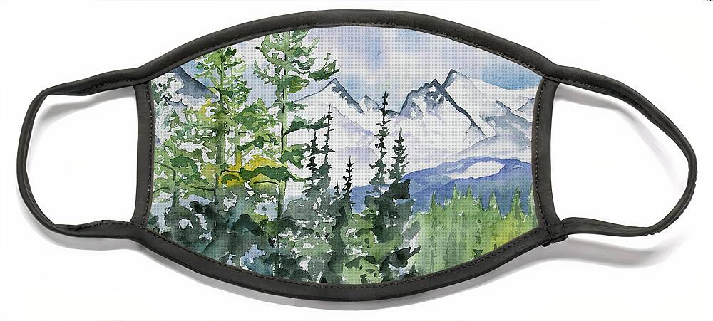 Brainard Lakes Face Mask featuring the painting Watercolor - Brainard Lakes Winter Landscape by Cascade Colors