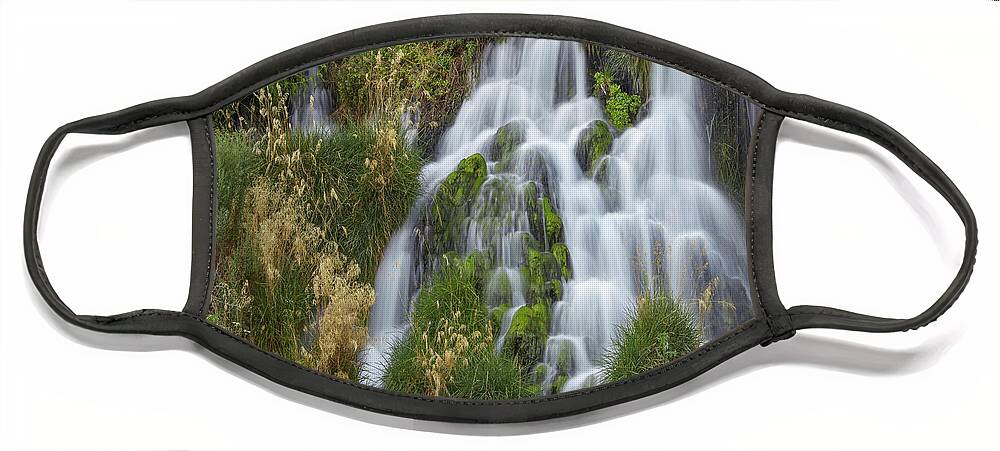 00586338 Face Mask featuring the photograph Waterfall, Niagara Springs, Idaho by Tim Fitzharris