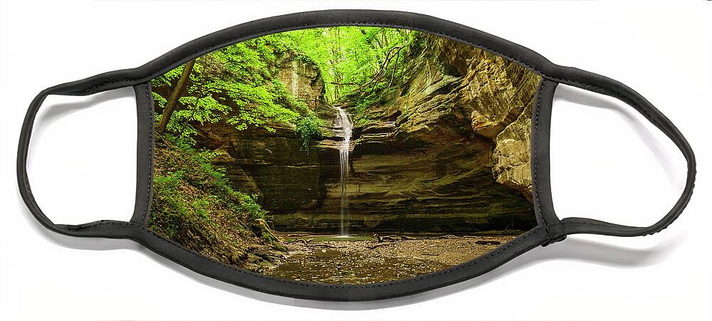 Illinois Face Mask featuring the photograph Waterfall, Ottawa Canyon by Todd Bannor