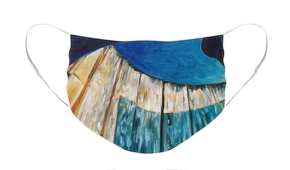 Waterwall Face Mask featuring the painting Waterwall by Allison Fox