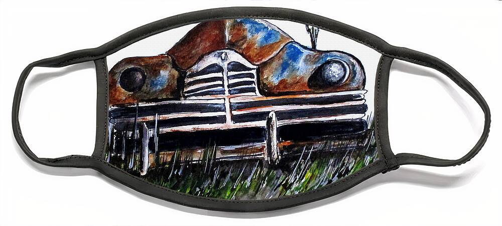Vintage Cars Face Mask featuring the painting Weathered and Rusting by Clyde J Kell