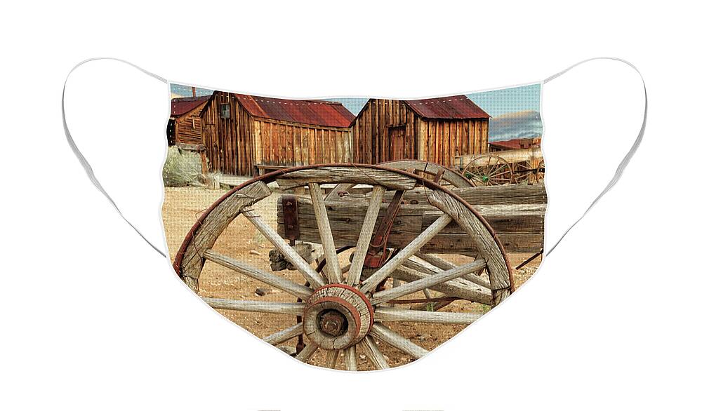 Wagon Face Mask featuring the photograph Wheels And Spokes In Color by James Eddy