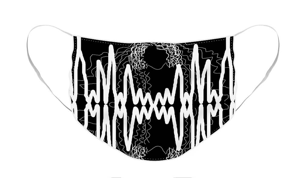 Modern Abstract Face Mask featuring the digital art White and Black Frequency Mirror by Joan Stratton