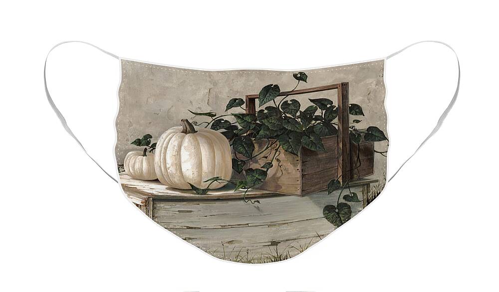 Michael Humphries Face Mask featuring the painting White Pumpkins by Michael Humphries