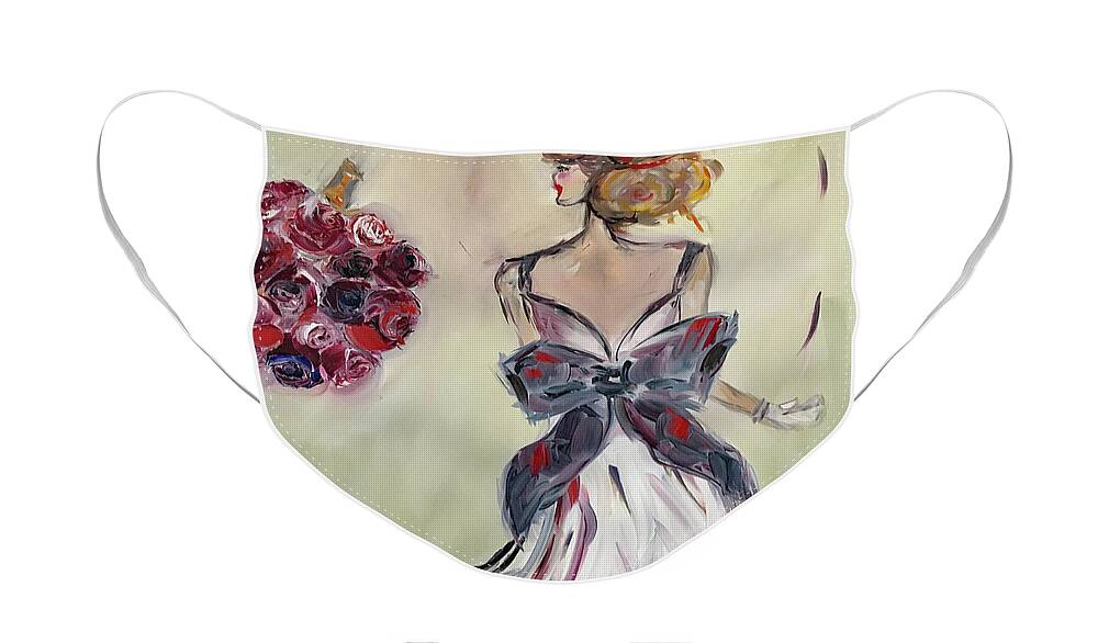 Debutante Face Mask featuring the painting Who is next by Roxy Rich