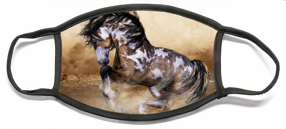 Wild Free Horse Art Face Mask featuring the digital art Wild and Free Horse Art by Shanina Conway