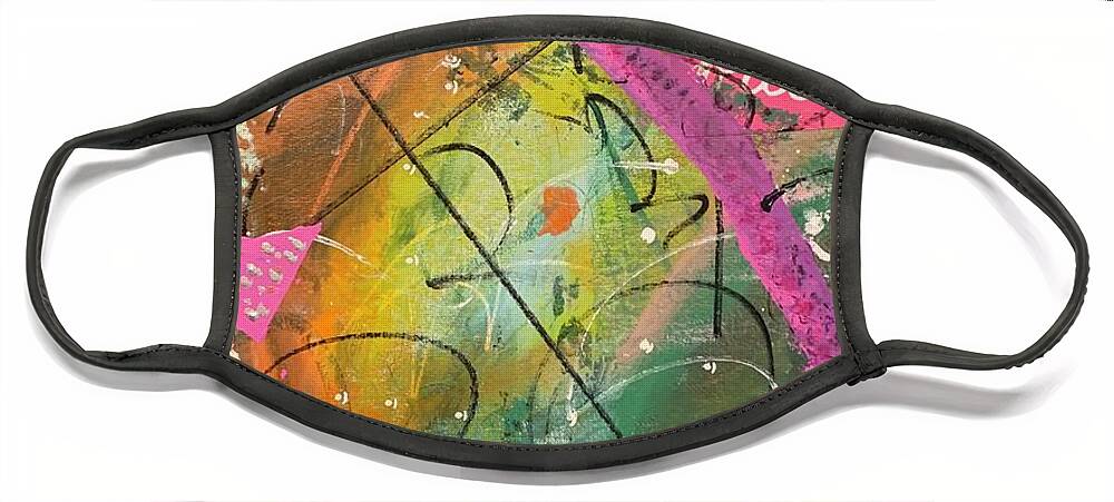 Acrylic Face Mask featuring the mixed media Wild and Free by Laura Jaffe