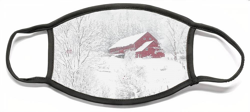 Vermont Face Mask featuring the photograph Wilder Farm in Snowstorm by Tim Kirchoff