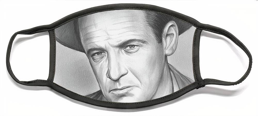 William Holden Face Mask featuring the drawing William Holden by Greg Joens
