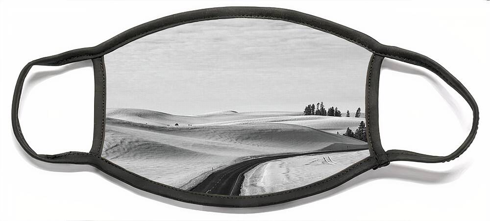 Winter Face Mask featuring the photograph Winter Country Road 2 BW by Tatiana Travelways