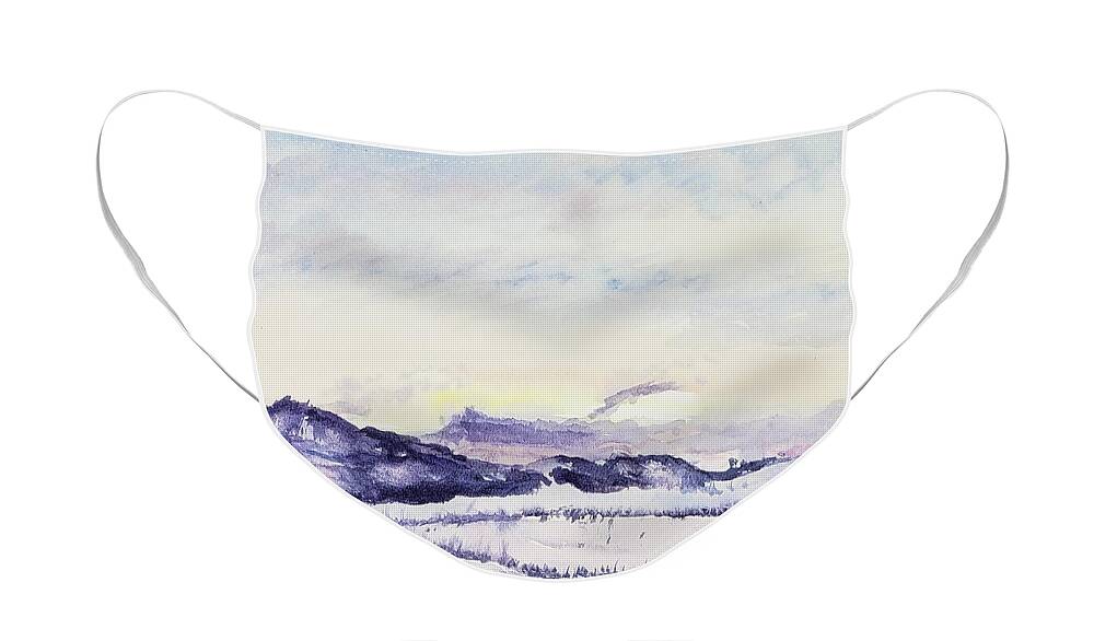 Snow Landscape Face Mask featuring the painting Winter Morning by Lisa Debaets