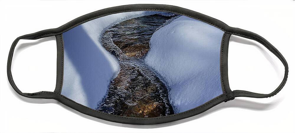 New Hampshire Face Mask featuring the photograph Winter Stream. by Jeff Sinon