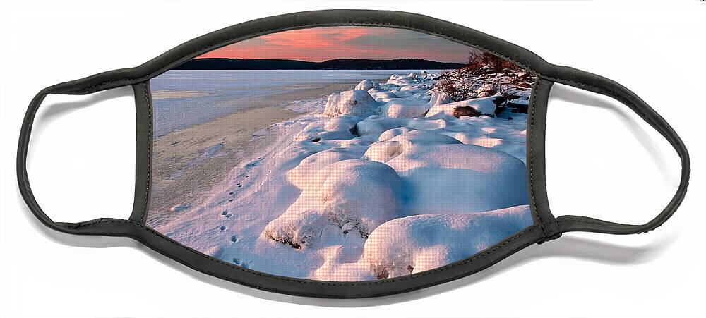 Alleghenies Face Mask featuring the photograph Winter Sunset On Frozen Lake by Michael Gadomski