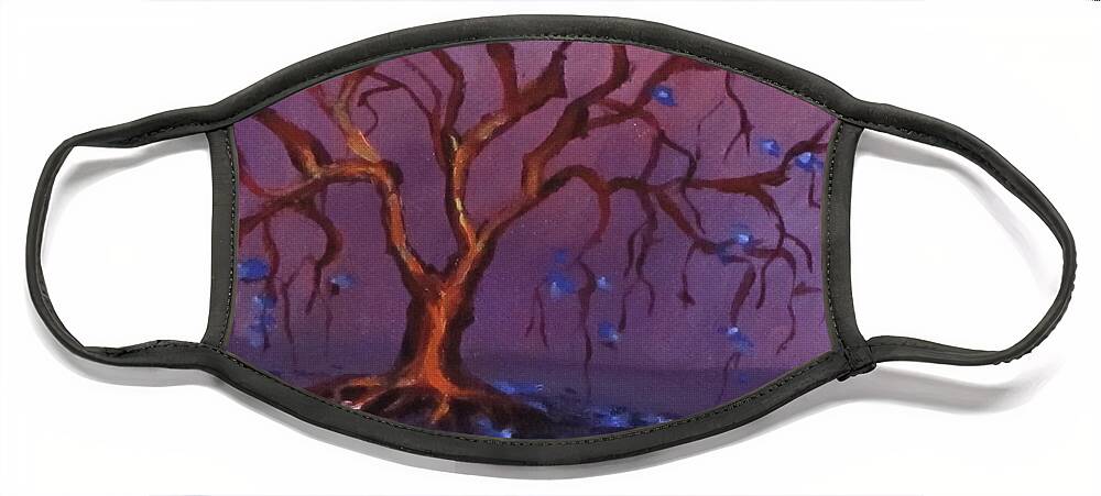 Tree Face Mask featuring the painting Winter Tree by Karen Ilari