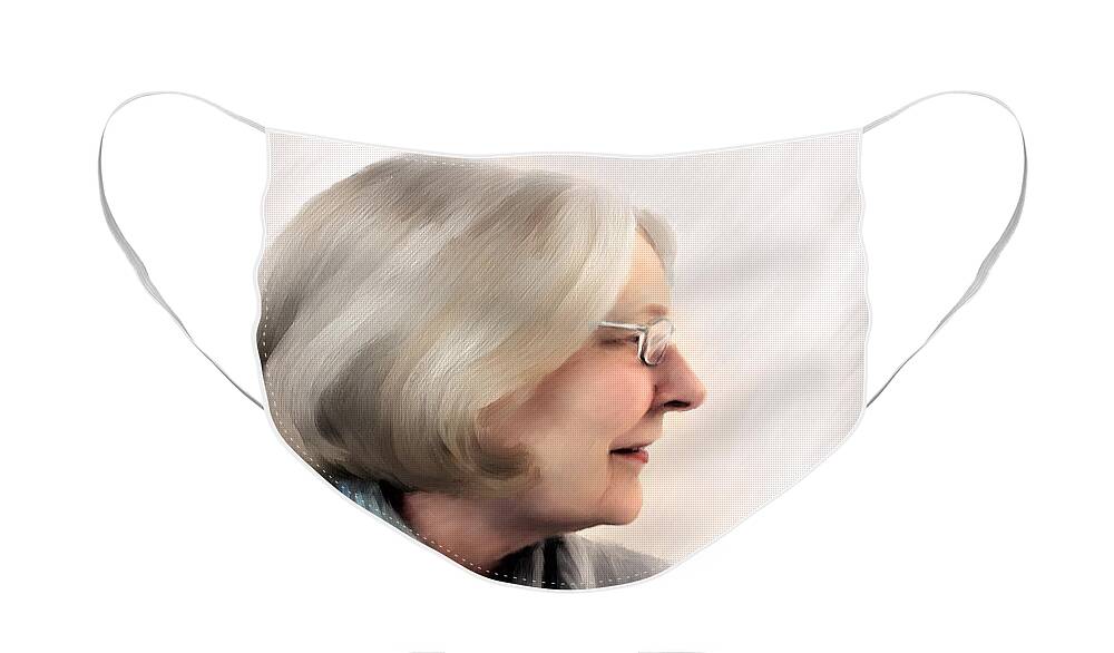 Woman Face Mask featuring the painting Woman in Grey by Diane Chandler