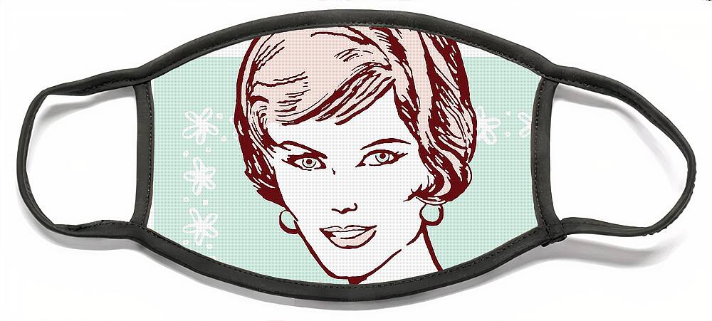 Accessories Face Mask featuring the drawing Woman with Short Wavy Hair by CSA Images