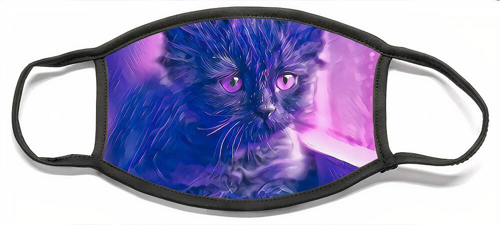 Kitten Face Mask featuring the digital art Wonderful Purple Eyes by Don Northup