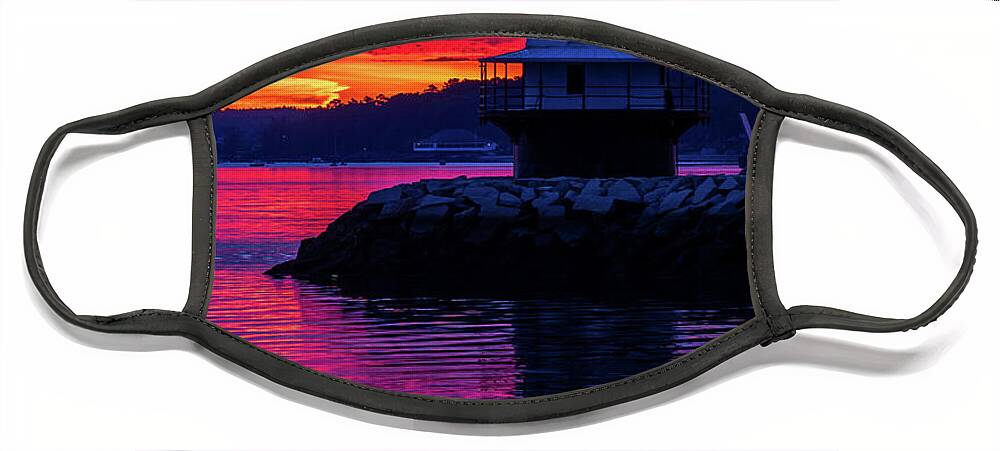 Spring Point Ledge Lighthouse Face Mask featuring the photograph WOW Sunrise by Darryl Hendricks