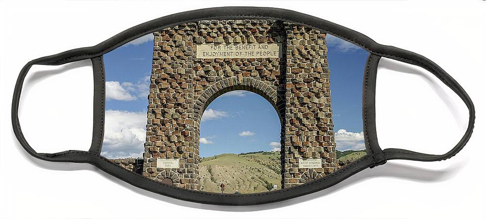 Yellowstone Face Mask featuring the photograph Yellowstone Entrance by Ronnie And Frances Howard