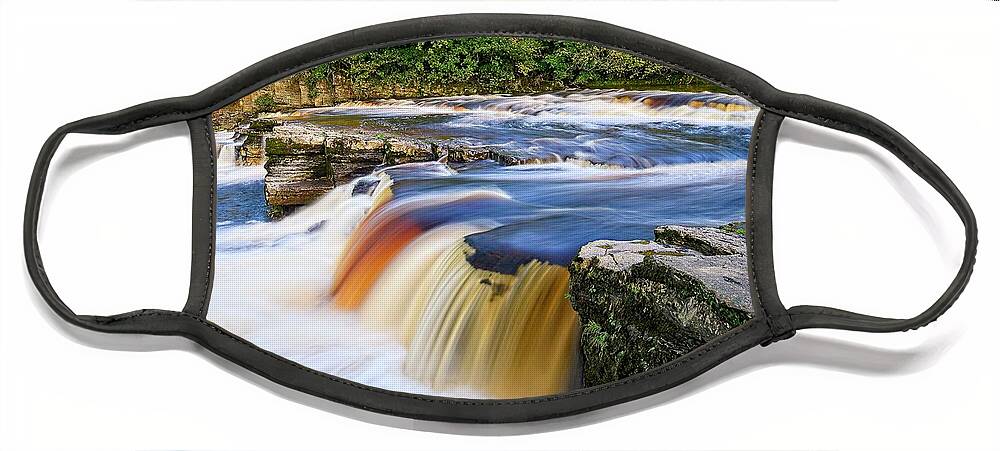 River Cascade Face Mask featuring the photograph Yorkshire Waterfall by Martyn Arnold