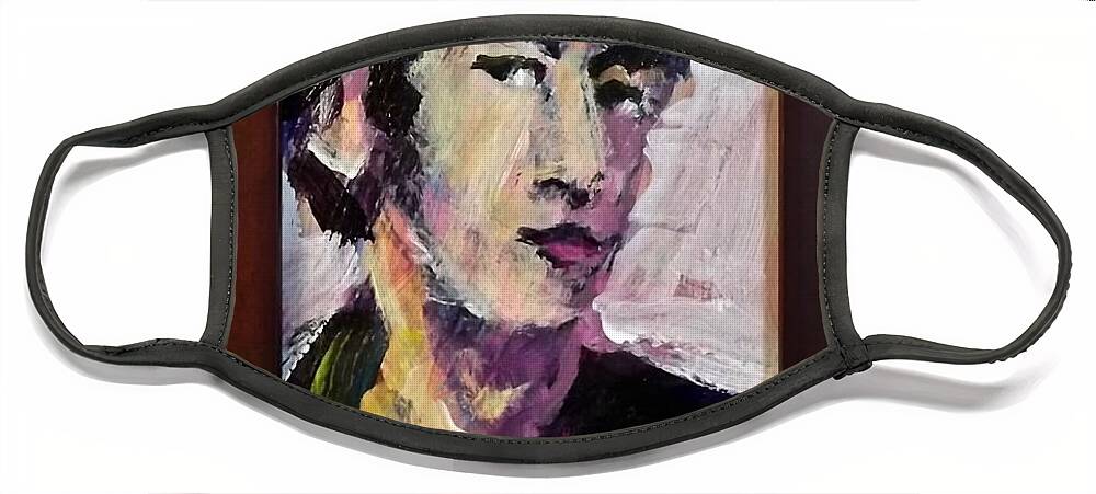 Painting Face Mask featuring the painting Young Lennon by Les Leffingwell