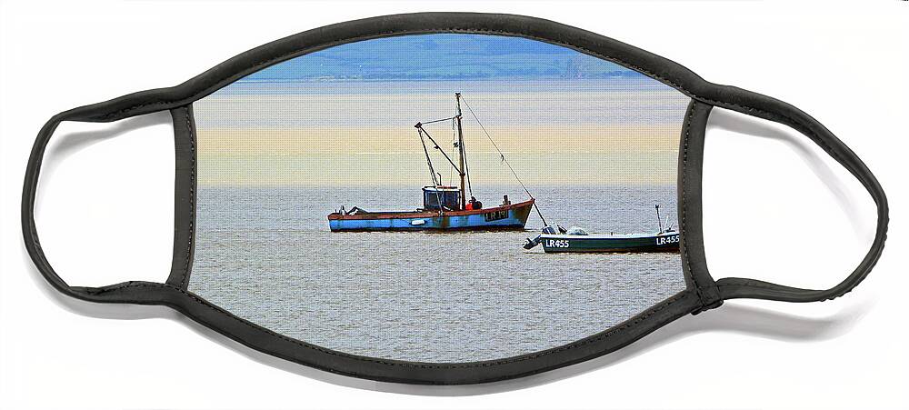Morecambe Face Mask featuring the photograph 07-07-12 MORECAMBE. Two Boats On The Bay. by Lachlan Main