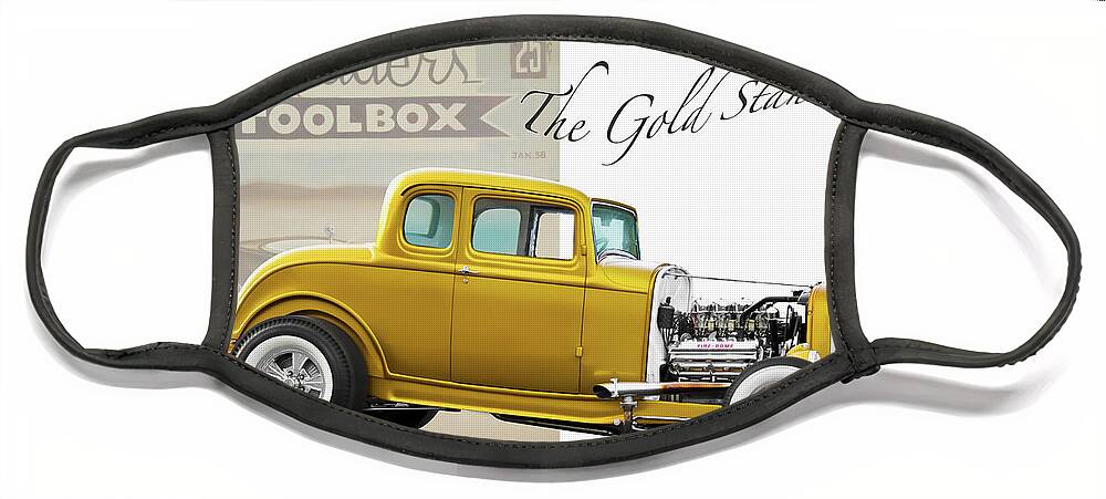 1932 Ford Five-window Coupe Face Mask featuring the photograph 1932 Ford 'Gold Standard' Coupe by Dave Koontz