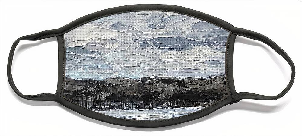 Original Face Mask featuring the painting A Winter Day at Cascade Park by Lisa Dionne