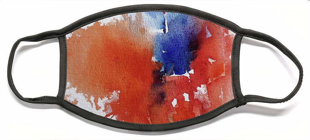 Orange Face Mask featuring the painting Abstract_orange and Blue #1 by Arti Chauhan