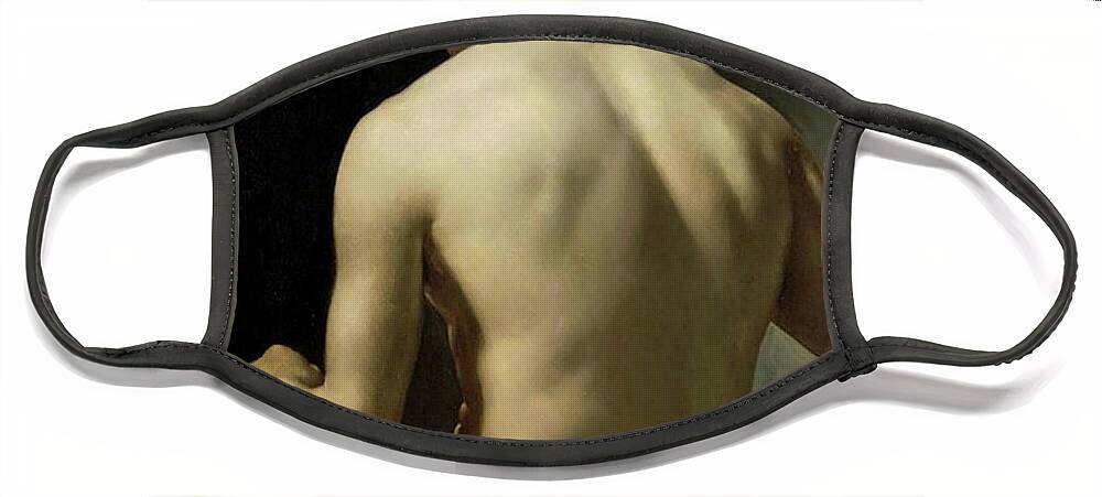 Edouard Antoine Naudin Face Mask featuring the painting Academic Study of a Male Nude #1 by Edouard Antoine Naudin