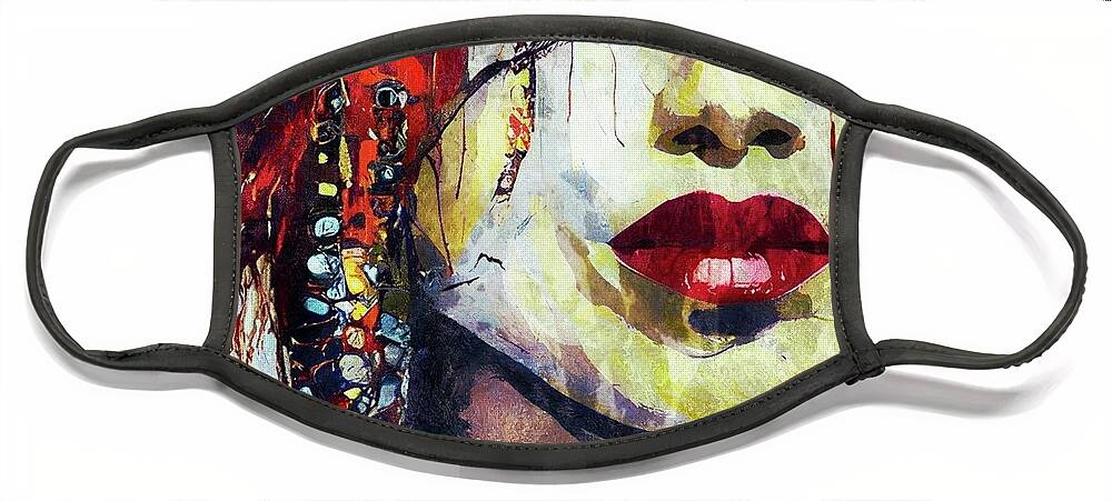 Abstract Face Mask featuring the digital art Alone by Ally White