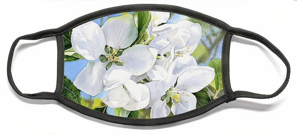 Apple Blossoms Face Mask featuring the painting Apple Blossoms by Espero Art