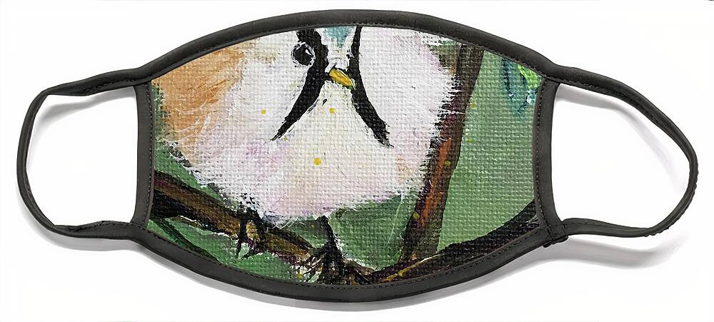 Bearded Tit Face Mask featuring the painting Bearded Tit by Roxy Rich