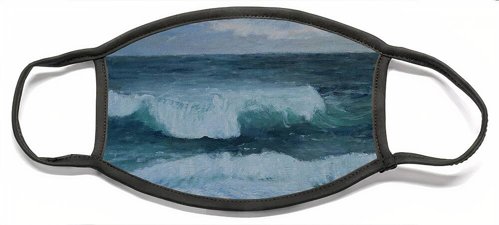 Sea Face Mask featuring the painting Blue Water #1 by Masami IIDA