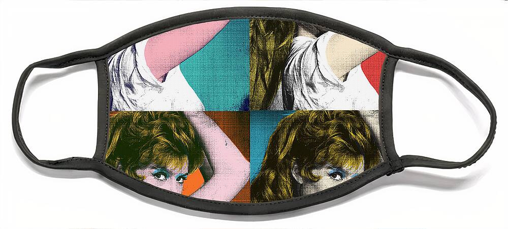 Brigitte Face Mask featuring the mixed media Brigitte Bardot pop art #1 by Movie World Posters