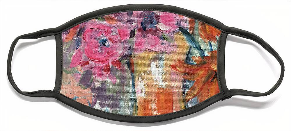 Flowers Face Mask featuring the painting Bunch of Happy Flowers by Roxy Rich