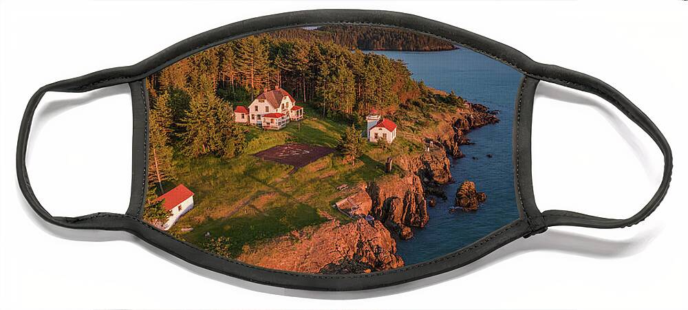 Lighthouse Face Mask featuring the photograph Burrows Island Sunset 2 #1 by Michael Rauwolf
