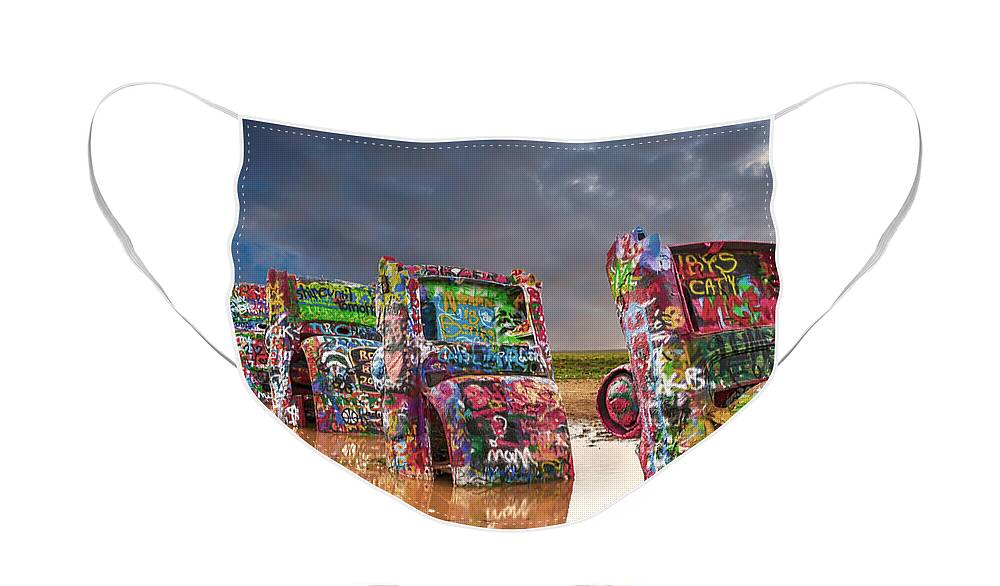 Cadillac Ranch Face Mask featuring the photograph Cadillac Ranch #1 by Chris Smith