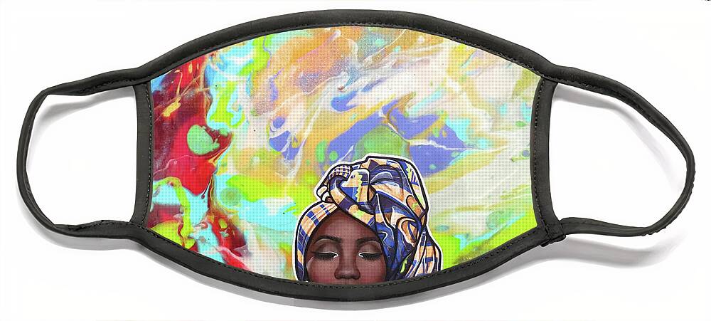 Art Face Mask featuring the painting Calm Crazy Beautiful #2 by Malinda Prud'homme