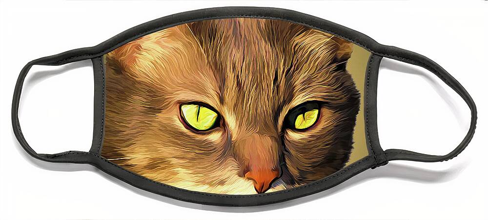 Art Face Mask featuring the photograph Cat With Green Eyes #1 by Rick Deacon