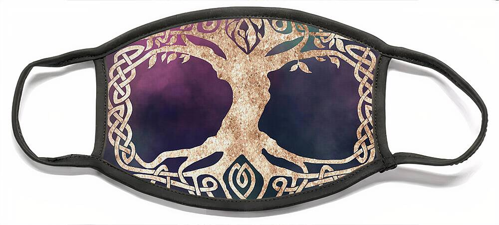 Tree Of Life Face Mask featuring the digital art Celtic Tree of Life #1 by Rachel Emmett