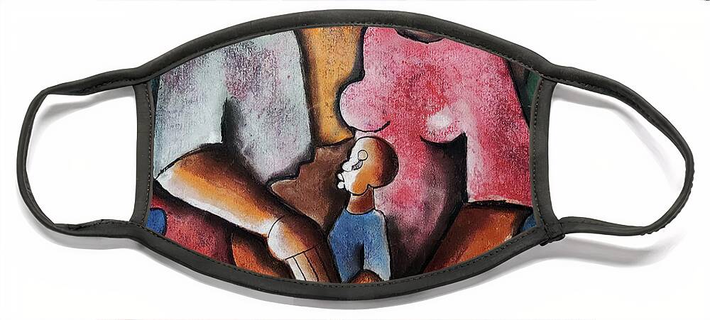 African Art Face Mask featuring the painting Circle of Love by Peter Sibeko 1940-2013