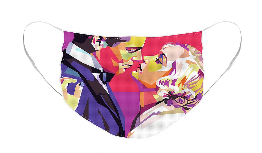 Clark Face Mask featuring the digital art Clark Gable and Carole Lombard by Stars on Art