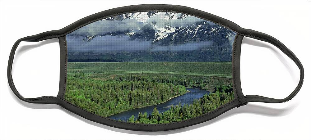 Dave Welling Face Mask featuring the photograph Clearing Storm Snake River Overlook Grand Tetons Np by Dave Welling