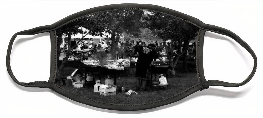 Black And White Face Mask featuring the photograph Community Picnic #1 by Frank J Casella