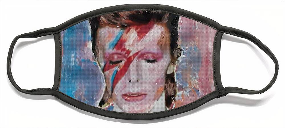 Ground Control Face Mask featuring the painting David Bowie #2 by Sam Shaker
