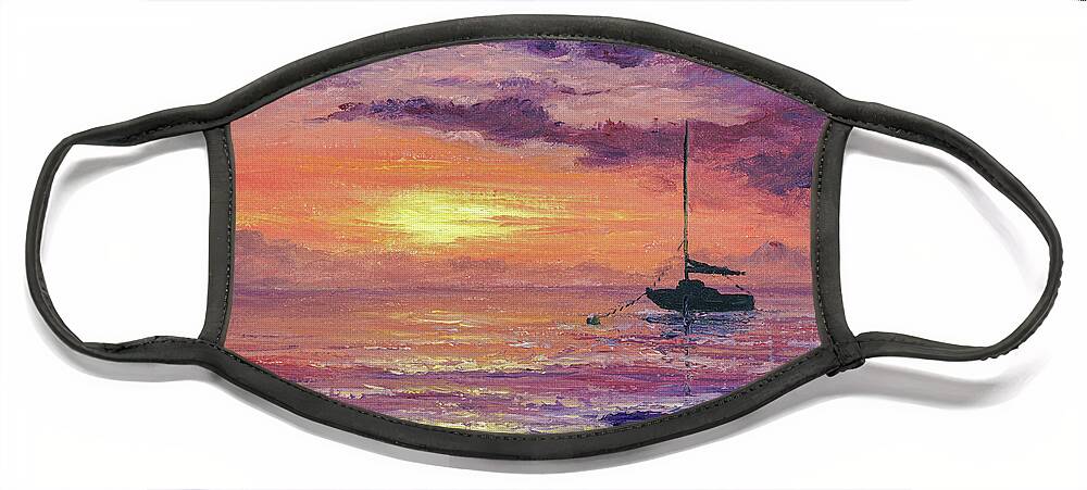 Sunset Face Mask featuring the painting End Of The Day by Darice Machel McGuire